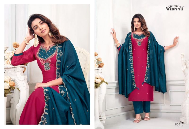 Vishnu Mahika Vichitra Silk Embroidered Dress Material Catalog — Wholesale Dress Material, MPA wholesale from Surat — view 4