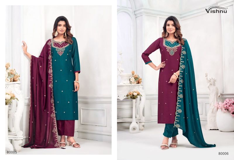 Vishnu Mahika Vichitra Silk Embroidered Dress Material Catalog — Wholesale Dress Material, MPA wholesale from Surat — view 3