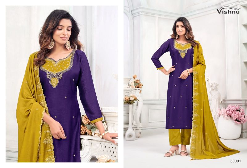 Vishnu Mahika Vichitra Silk Embroidered Dress Material Catalog — Wholesale Dress Material, MPA wholesale from Surat — view 9
