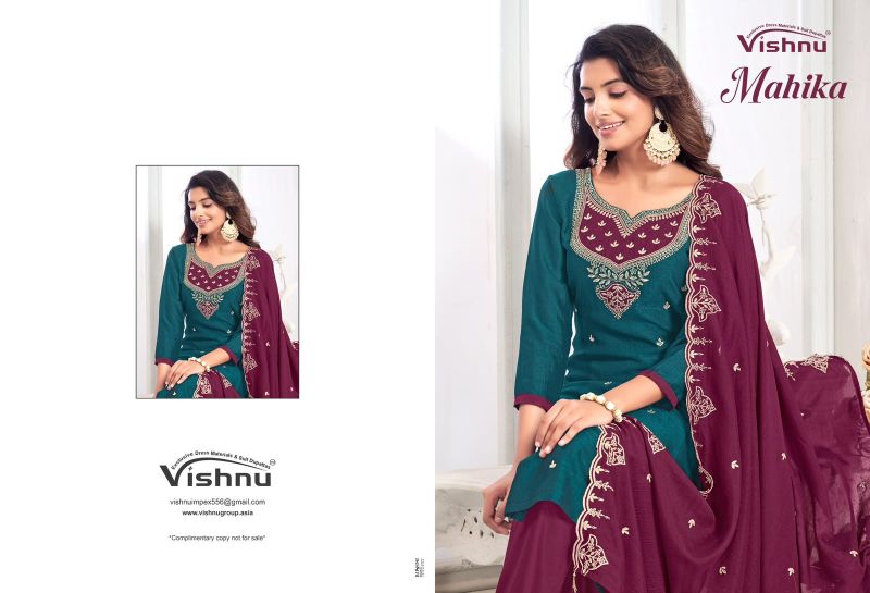 Vishnu Mahika Vichitra Silk Embroidered Dress Material Catalog — Wholesale Dress Material, MPA wholesale from Surat — view 11