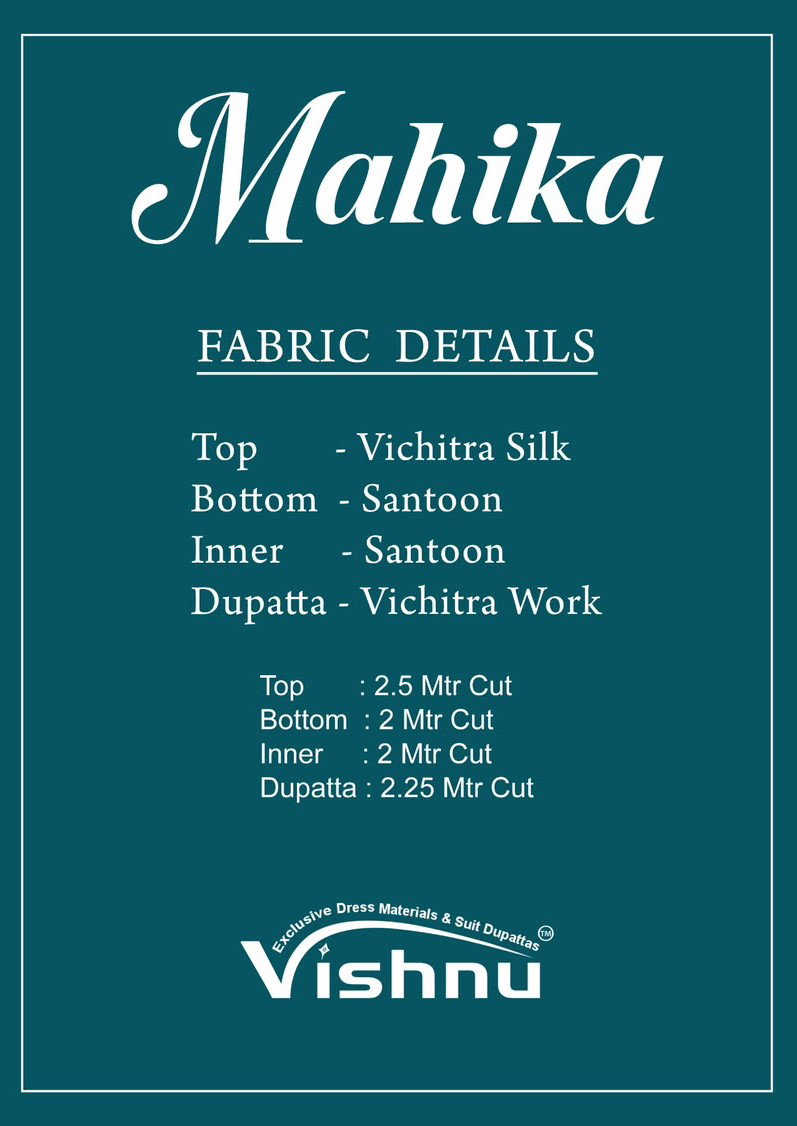 Vishnu Mahika Vichitra Silk Embroidered Dress Material Catalog — Wholesale Dress Material, MPA wholesale from Surat — view 13