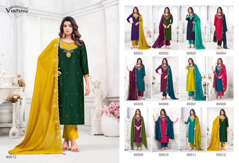 Vishnu Mahika Vichitra Silk Embroidered Dress Material Catalog — Wholesale Dress Material, MPA wholesale from Surat — view 12