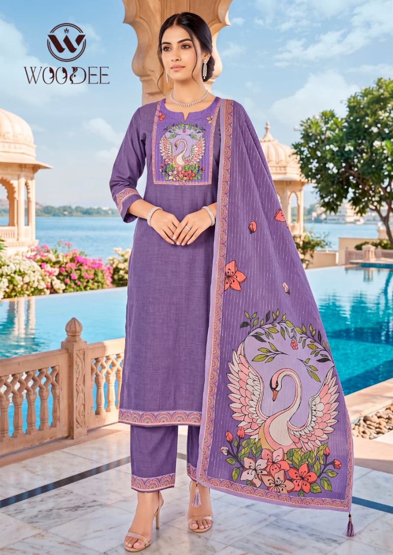 Woodee Banzara Vol 2 Viscose Hand Work Kurti With Bottom Dupatta Set — Wholesale Kurtis, Woodee wholesale from Surat — view 5