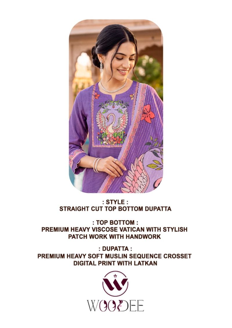 Woodee Banzara Vol 2 Viscose Hand Work Kurti With Bottom Dupatta Set — Wholesale Kurtis, Woodee wholesale from Surat — view 8