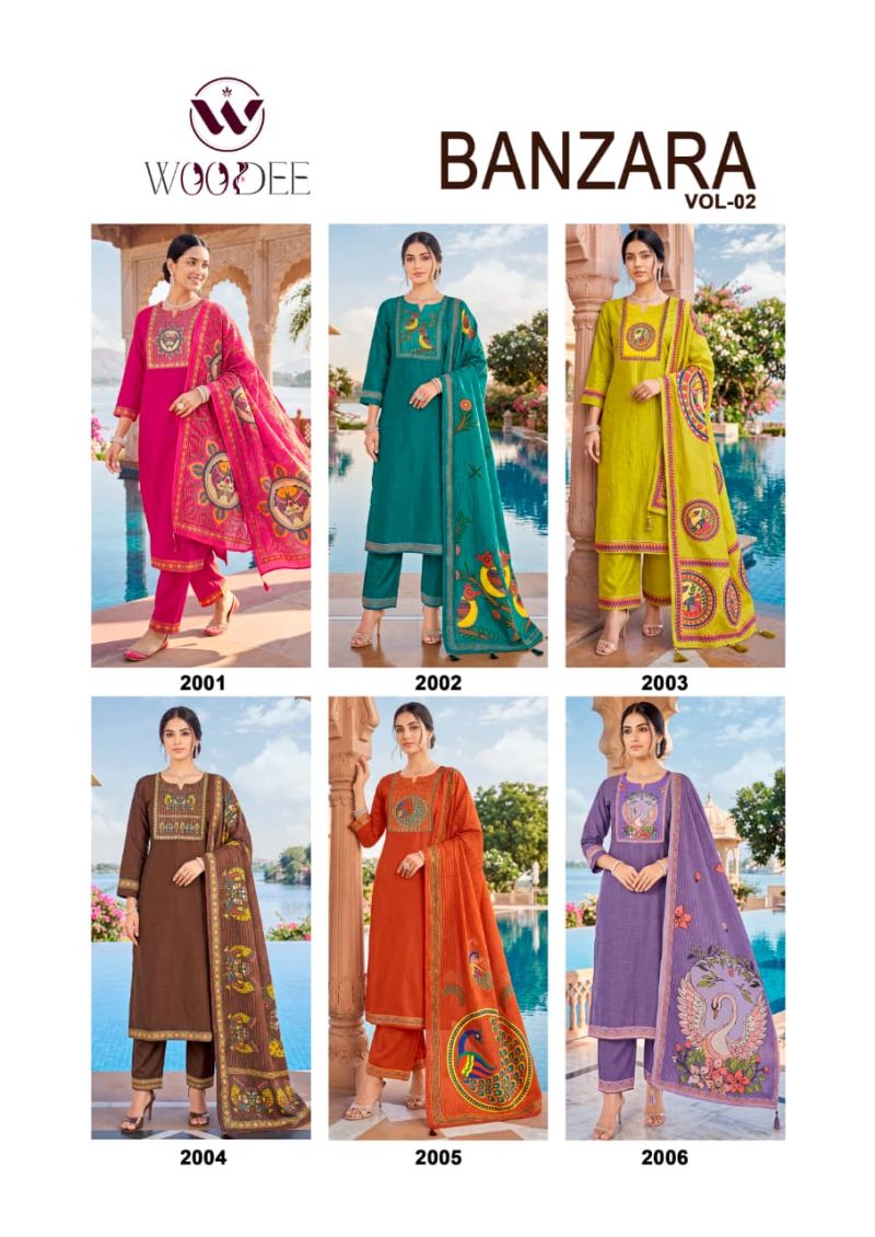 Woodee Banzara Vol 2 Viscose Hand Work Kurti With Bottom Dupatta Set — Wholesale Kurtis, Woodee wholesale from Surat — view 7