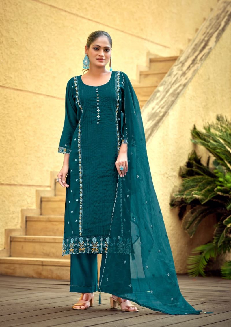 Woodee Womika Vol 2 Viscose Roman Silk Kurti With Bottom Dupatta Set — Wholesale Kurtis, Vardan Ethnic wholesale from Surat - Gallery Image 3