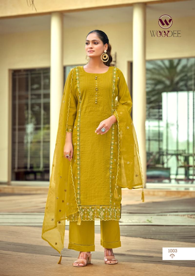 Woodee Womika Vol 2 Viscose Roman Silk Kurti With Bottom Dupatta Set