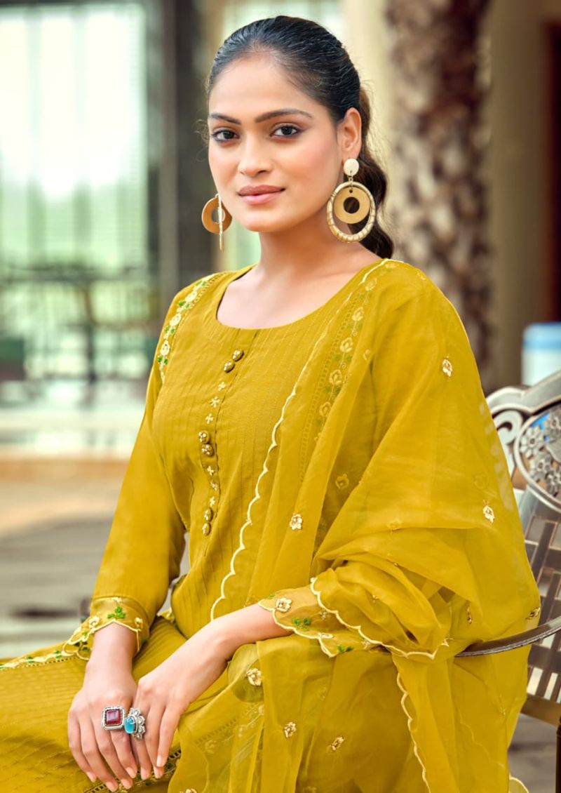 Woodee Womika Vol 2 Viscose Roman Silk Kurti With Bottom Dupatta Set — Wholesale Kurtis, Vardan Ethnic wholesale from Surat - Gallery Image 4
