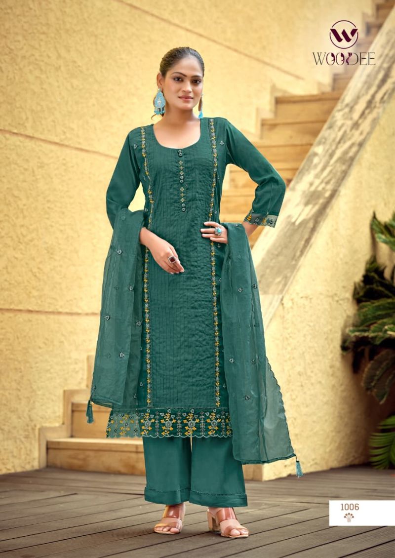 Woodee Womika Vol 2 Viscose Roman Silk Kurti With Bottom Dupatta Set — Wholesale Kurtis, Vardan Ethnic wholesale from Surat - Gallery Image 8