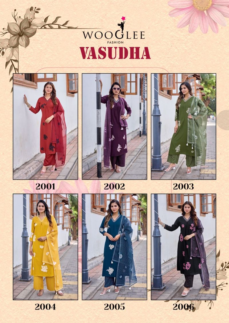 Wooglee Vasudha Rayon Thread Work Kurti With Bottom Dupatta Set — Wholesale Kurtis, Vardan Ethnic wholesale from Surat — Photo 10