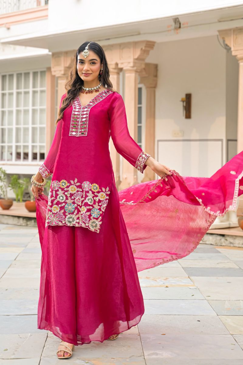 Zaveri D 50134 Pink Crush Satin Beats Work Designer Sharara Collection — Wholesale Kurtis, Eba Lifestyle wholesale from Surat — Photo 3