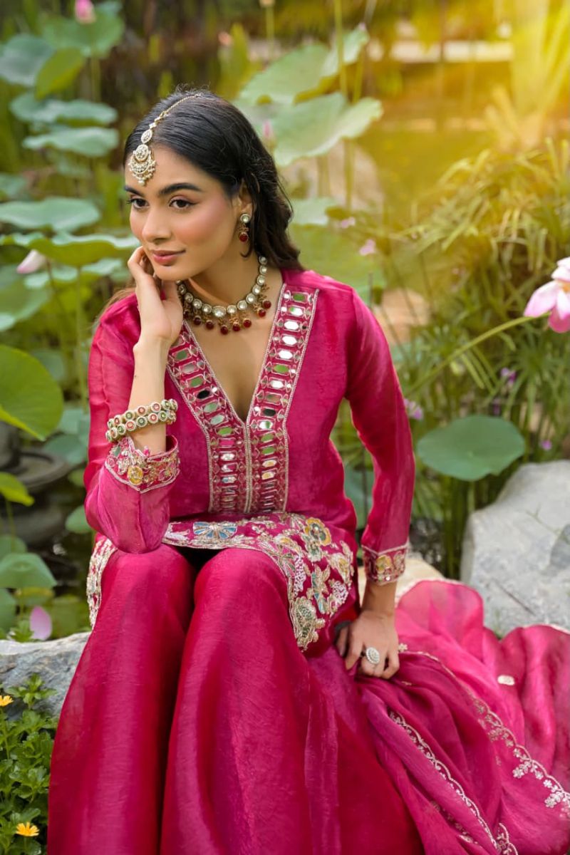 Zaveri D 50134 Pink Crush Satin Beats Work Designer Sharara Collection — Wholesale Kurtis, Eba Lifestyle wholesale from Surat — Photo 4