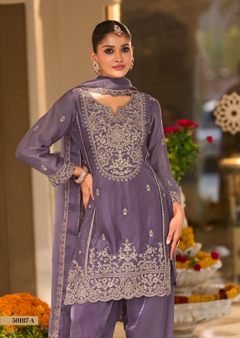 Zaveri D 50187 Cord Silk Beats Work Designer Farshi Salwar Kameez Catalog — Wholesale Kurtis, ZAVERI wholesale from Surat — Photo 4