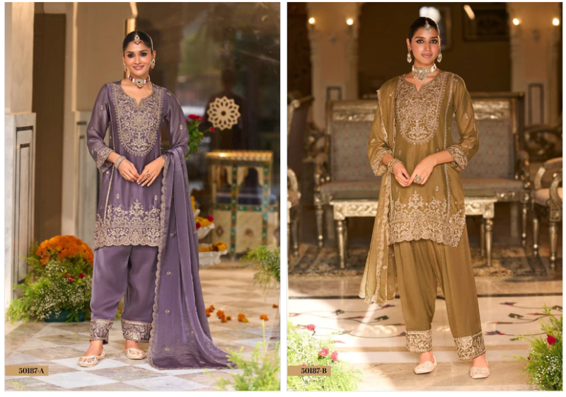 Zaveri D 50187 Cord Silk Beats Work Designer Farshi Salwar Kameez Catalog — Wholesale Kurtis, ZAVERI wholesale from Surat — Photo 5
