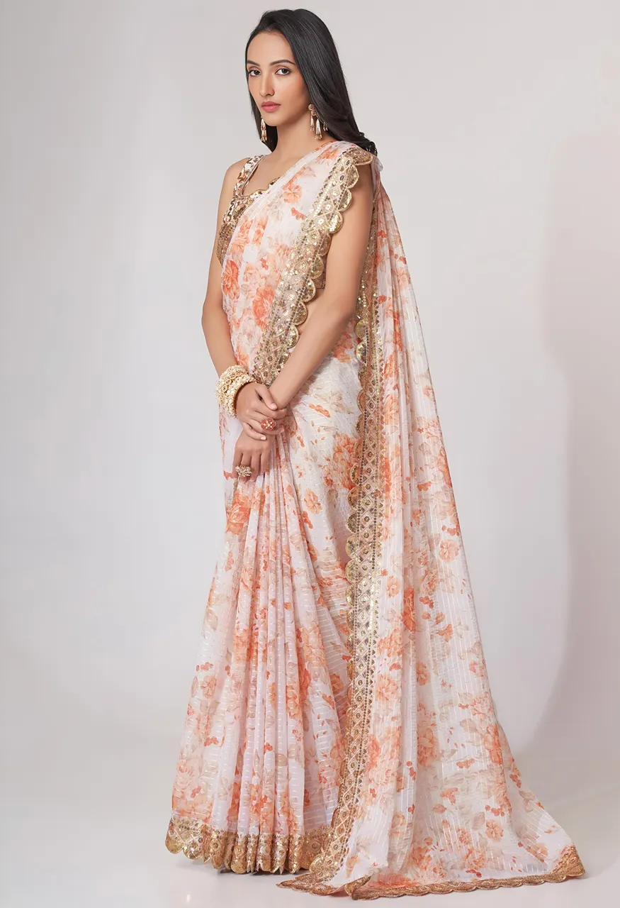 Zeel 1102 Organza with Zari & Sequins Embroidery Designer Saree — Wholesale Sarees, Zeel wholesale from Surat - Gallery Image 8