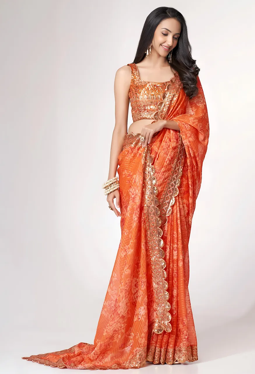 Zeel 1102 Organza with Zari & Sequins Embroidery Designer Saree — Wholesale Sarees, Zeel wholesale from Surat - Gallery Image 11