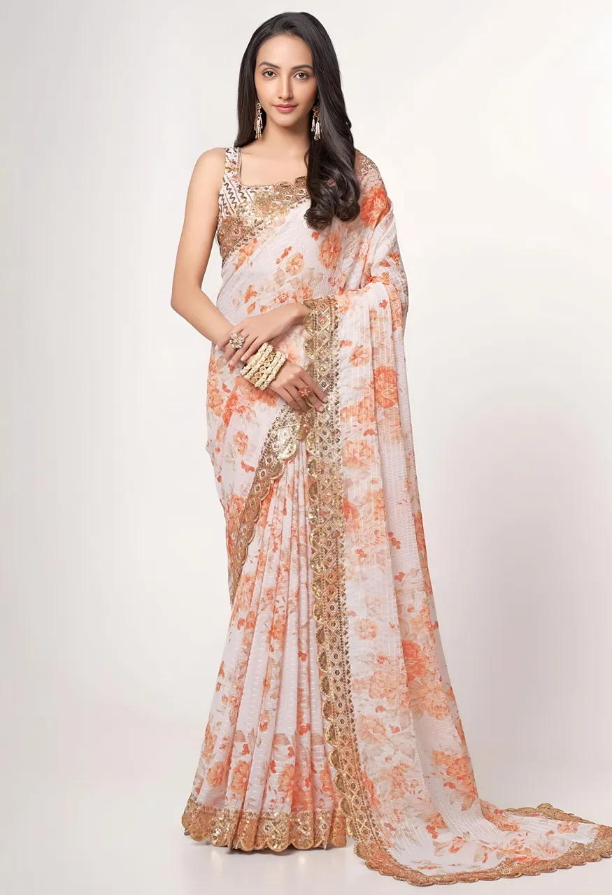 Zeel 1102 Organza with Zari & Sequins Embroidery Designer Saree — Wholesale Sarees, Zeel wholesale from Surat - Gallery Image 7