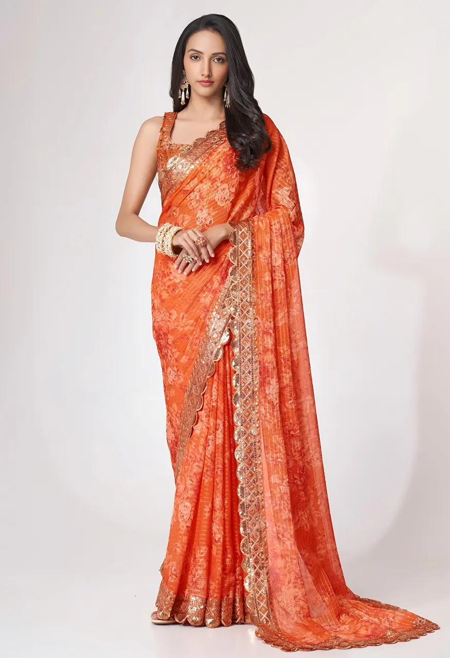Zeel 1102 Organza with Zari & Sequins Embroidery Designer Saree — Wholesale Sarees wholesale from Surat — view 1