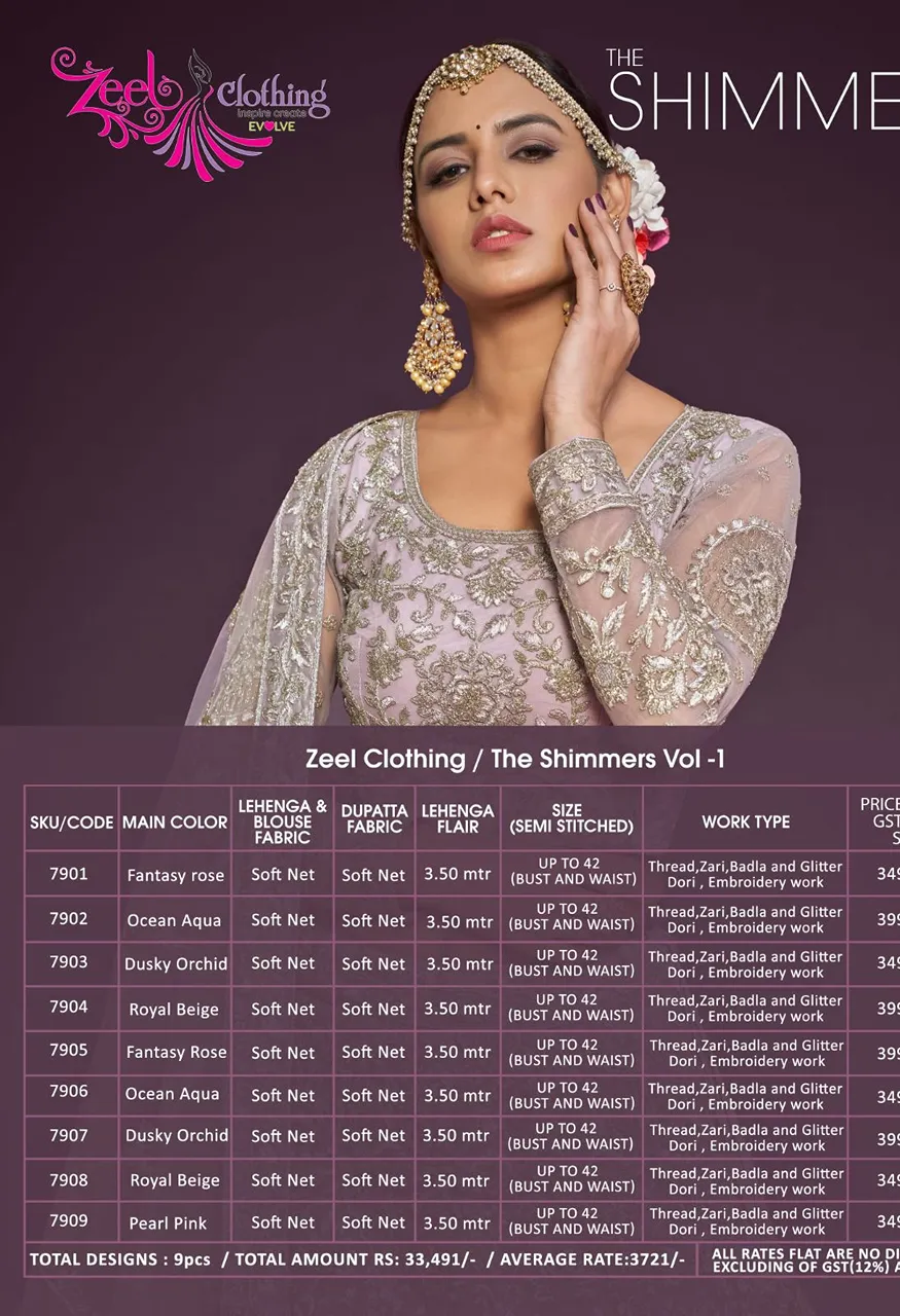 Zeel The Shimmers Vol-1 Designer Embroidered Lehenga Collection — Wholesale Lehenga, Zeel wholesale from Surat - Gallery Image 8