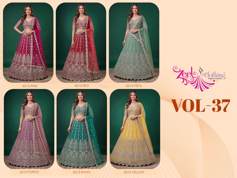 Zeel Vol 37 Soft Net Zari And Sequence Embroidery Lehenga Choli — Wholesale Lehenga, Zeel wholesale from Surat — Photo 8