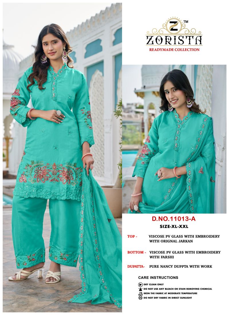 Zorista 11013 A To D Pv Glass Silk Embroidered Salwar Kameez — Wholesale Kurtis, Vardan Ethnic wholesale from Surat — view 2
