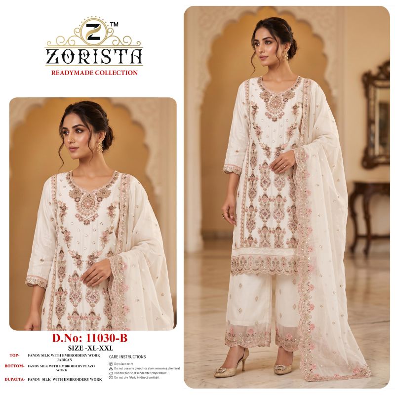 Zorista 11030 A And B Pure Fandy Silk Embroidered Salwar Kameez — Wholesale Kurtis, Zorista wholesale from Surat — Photo 2