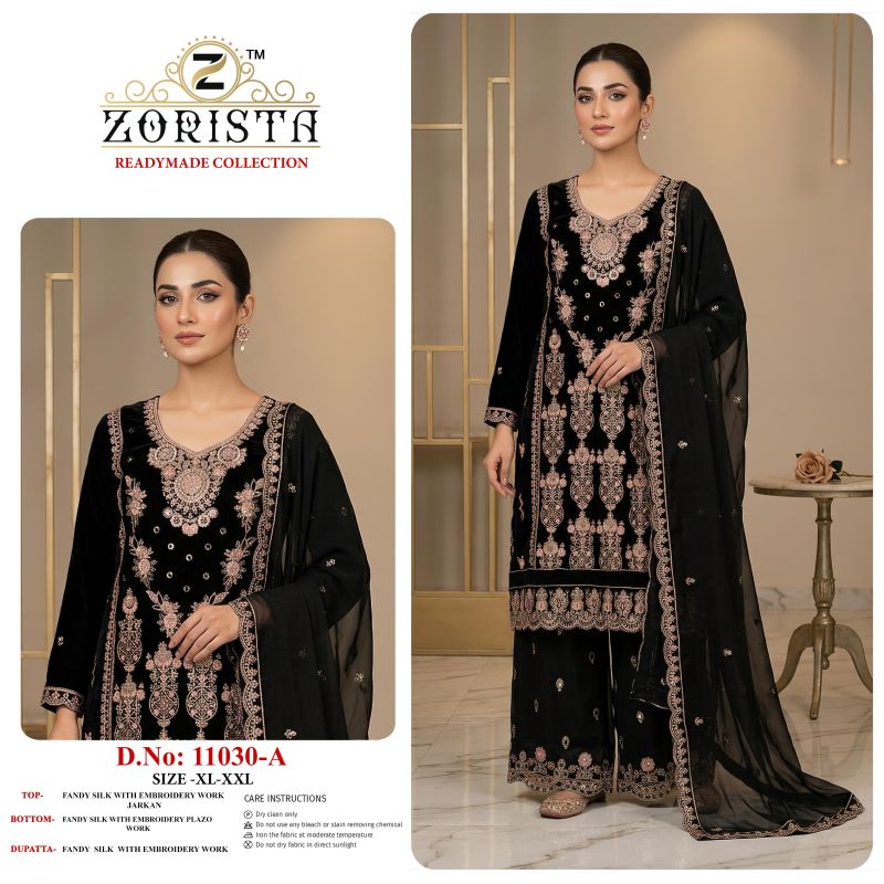 Zorista 11030 A And B Pure Fandy Silk Embroidered Salwar Kameez — Wholesale Kurtis, Zorista wholesale from Surat — Photo 3