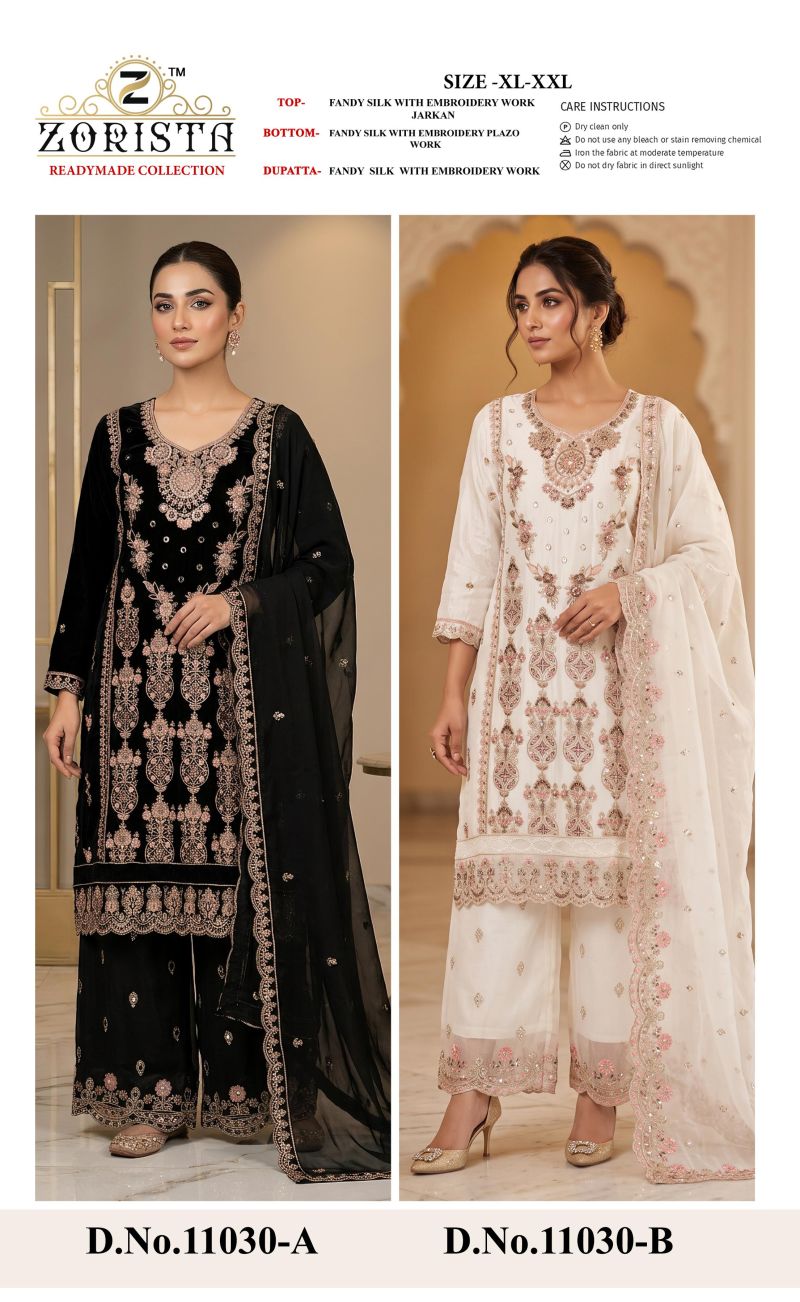 Zorista 11030 A And B Pure Fandy Silk Embroidered Salwar Kameez — Wholesale Kurtis, Zorista wholesale from Surat — Photo 5
