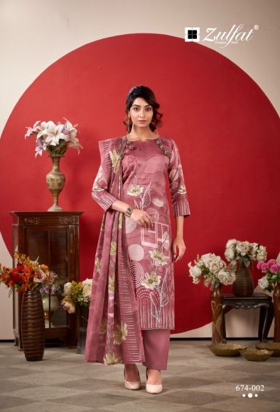 Zulfat Roshni Vol 2 Jam Cotton Printed Handwork Dress Material