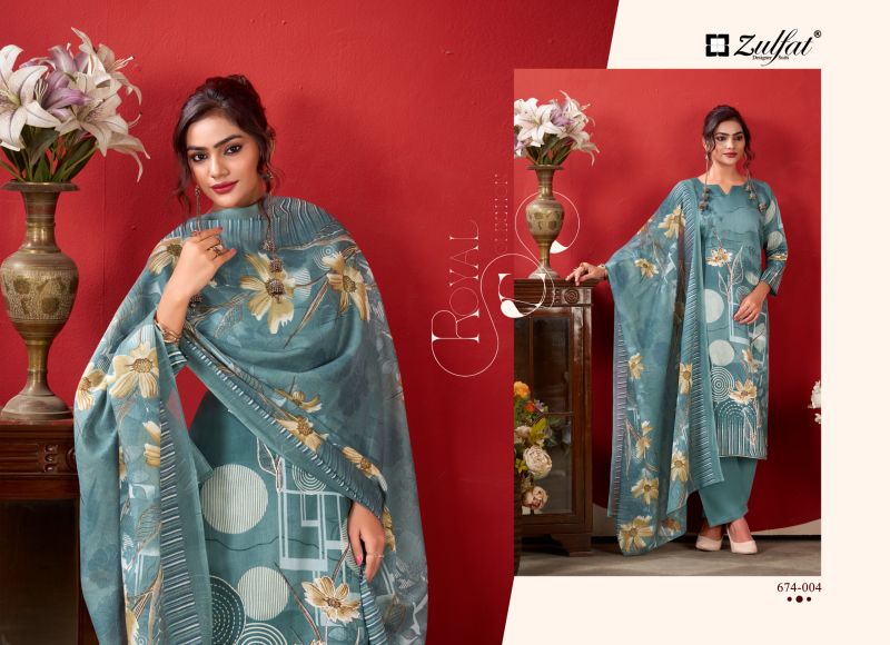 Zulfat Roshni Vol 2 Jam Cotton Printed Handwork Dress Material — Wholesale Dress Material, Zulfat wholesale from Surat - Gallery Image 2