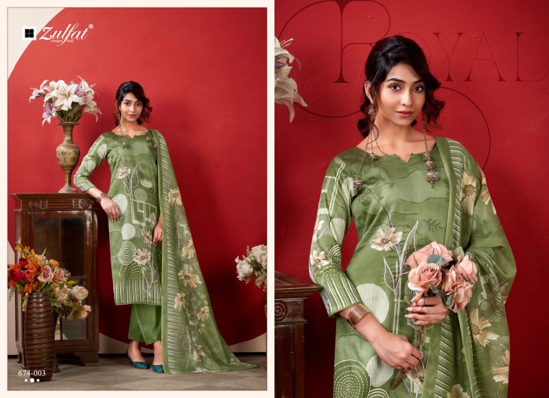 Zulfat Roshni Vol 2 Jam Cotton Printed Handwork Dress Material — Wholesale Dress Material, Zulfat wholesale from Surat - Gallery Image 3