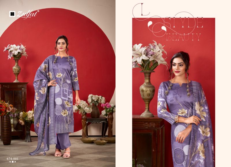 Zulfat Roshni Vol 2 Jam Cotton Printed Handwork Dress Material — Wholesale Dress Material, Zulfat wholesale from Surat - Gallery Image 4