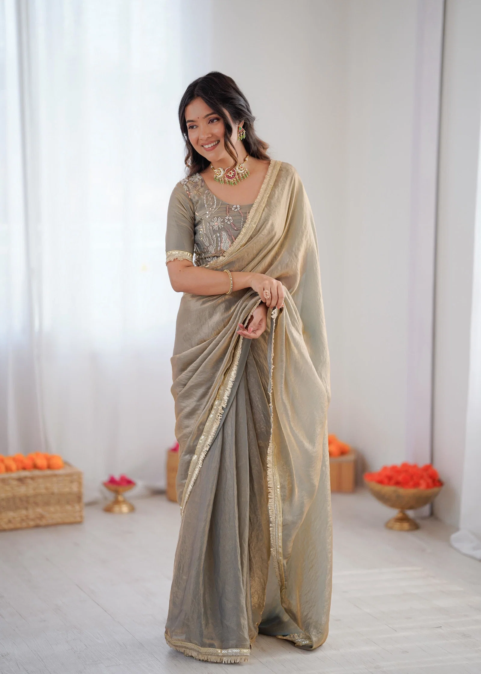 Glory Sp 77 Fendy Silk Disgner  Saree Catalog — Wholesale Sarees, Vardan Ethnic wholesale from Surat — view 6