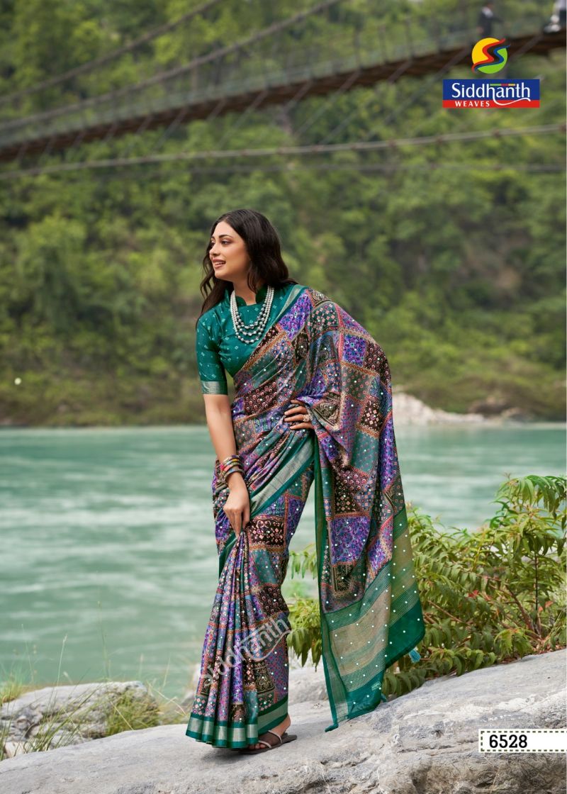 Siddharth Kacchi Mirror Soft Tusser Silk Mirror Work Saree — Wholesale Sarees, Vardan Ethnic wholesale from Surat — Photo 4