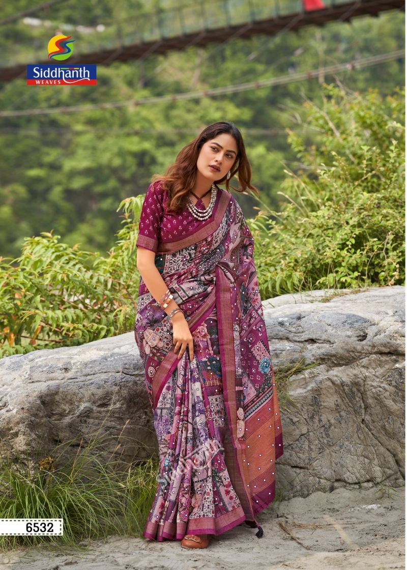 Siddharth Kacchi Mirror Soft Tusser Silk Mirror Work Saree — Wholesale Sarees, Vardan Ethnic wholesale from Surat — Photo 5