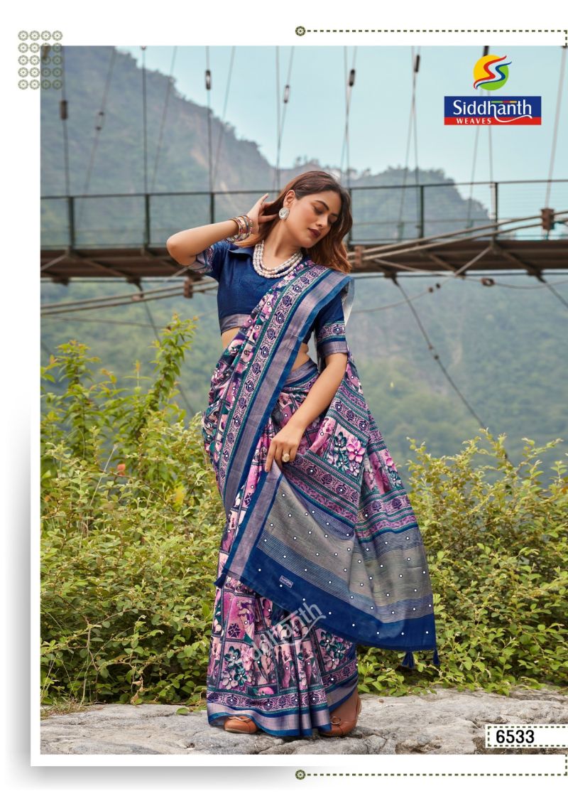 Siddharth Kacchi Mirror Soft Tusser Silk Mirror Work Saree — Wholesale Sarees, Vardan Ethnic wholesale from Surat — Photo 6
