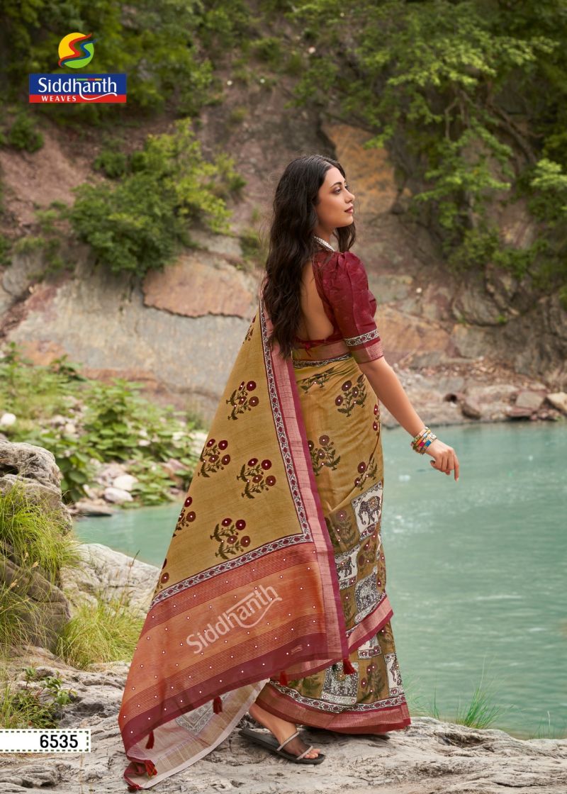Siddharth Kacchi Mirror Soft Tusser Silk Mirror Work Saree — Wholesale Sarees, Vardan Ethnic wholesale from Surat — Photo 2
