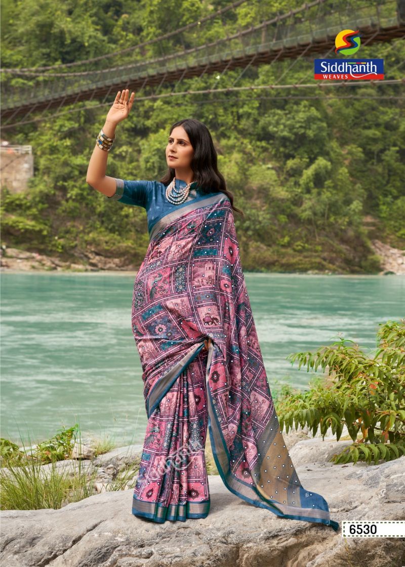 Siddharth Kacchi Mirror Soft Tusser Silk Mirror Work Saree — Wholesale Sarees, Vardan Ethnic wholesale from Surat — Photo 7