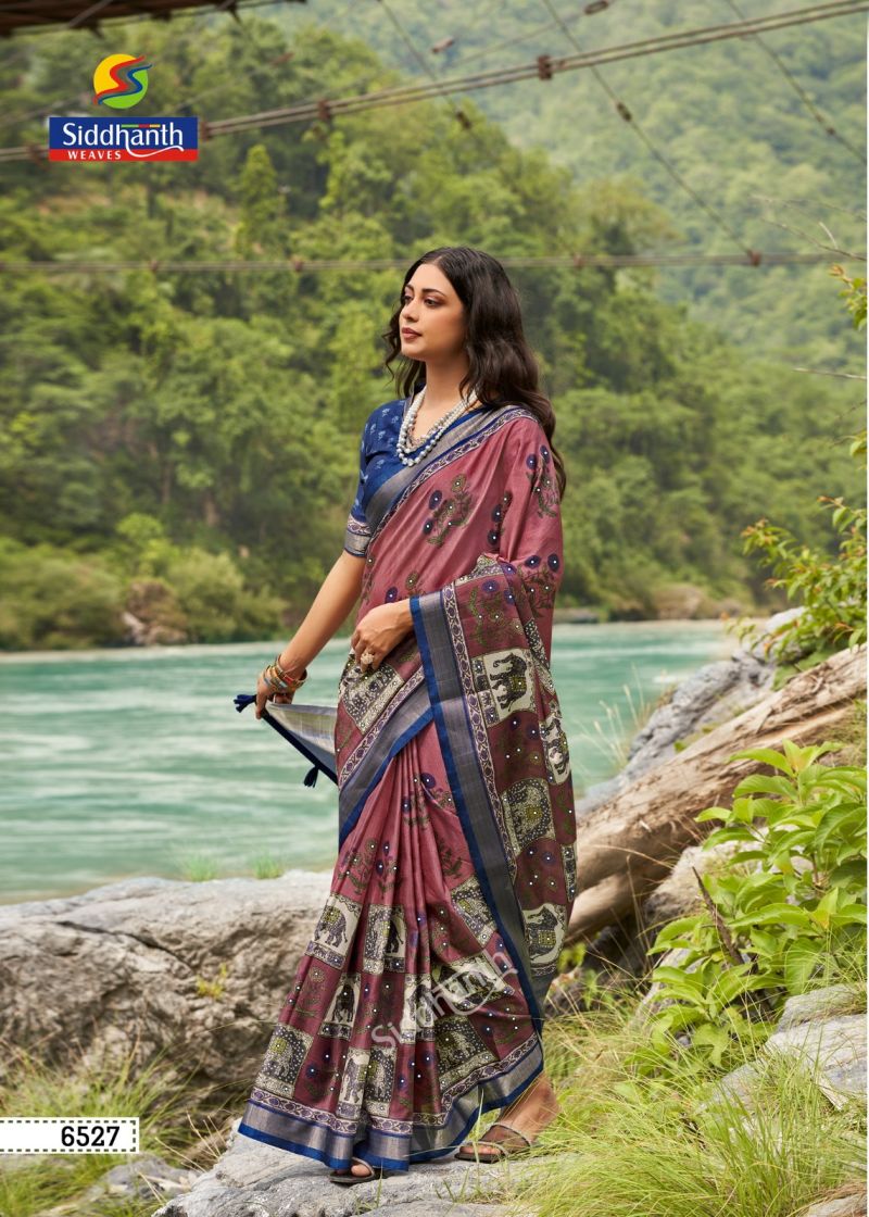 Siddharth Kacchi Mirror Soft Tusser Silk Mirror Work Saree — Wholesale Sarees, Vardan Ethnic wholesale from Surat — Photo 8