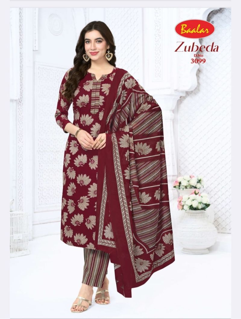 Baalar Zubeda Vol 30 Cotton Printed Fancy Dress Material — Wholesale Dress Material, Baalar wholesale from Surat — view 3