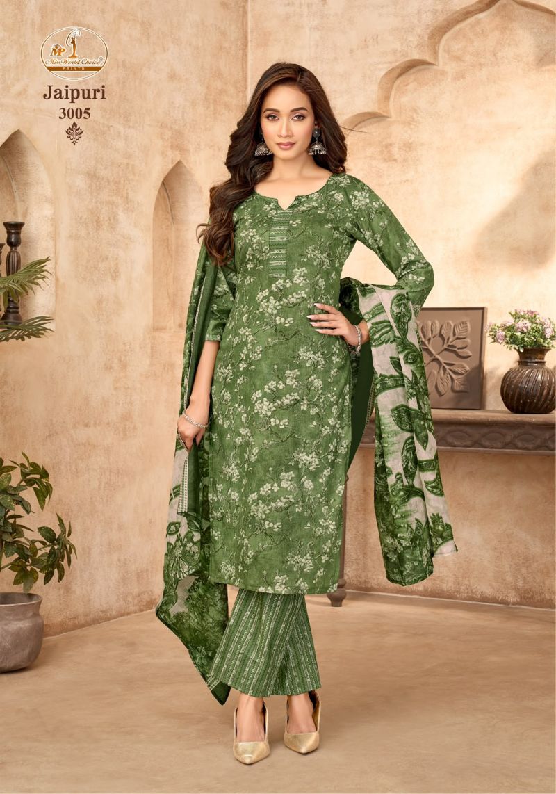 Miss World Jaipuri Vol 3 Readymade Cotton Kurti Pant With Dupatta Set — Wholesale Kurtis, Miss World wholesale from Surat — Photo 5