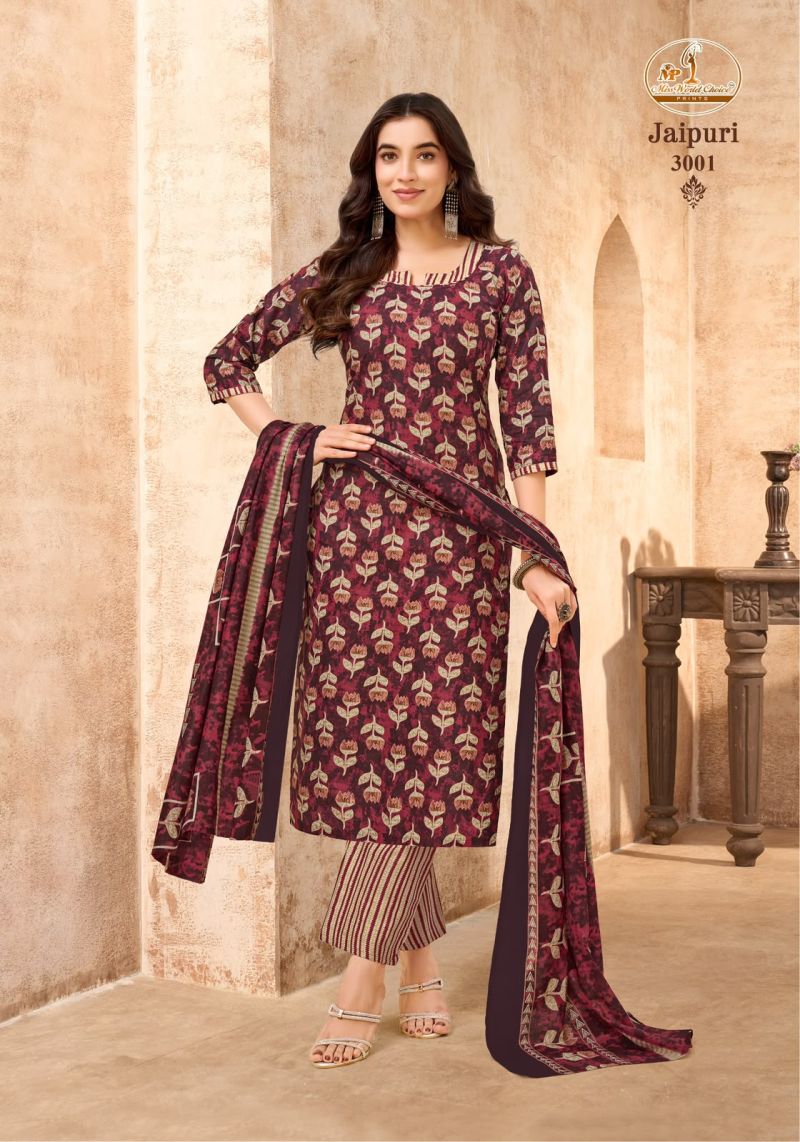 Miss World Jaipuri Vol 3 Readymade Cotton Kurti Pant With Dupatta Set