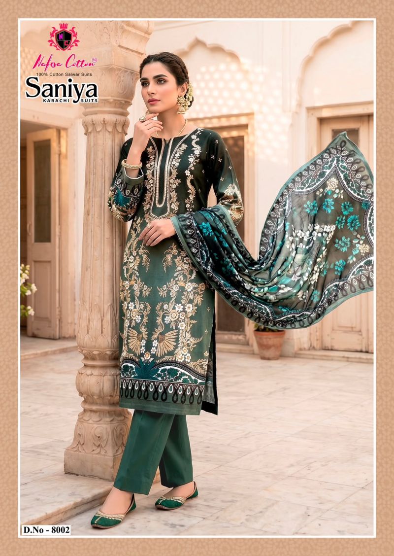 Nafisa Saniya Vol 8 Indo Cotton Printed Karachi Dress Material Catalog — Wholesale Salwar Suits, Nafisa  wholesale from Surat — view 2