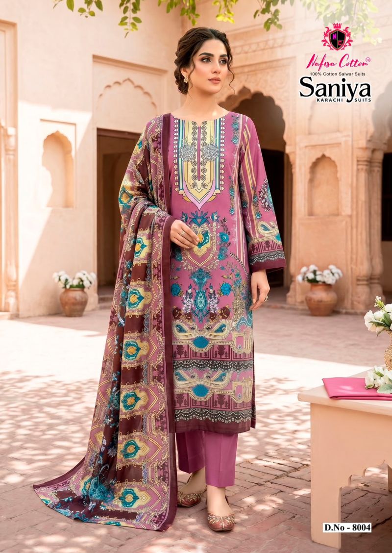 Nafisa Saniya Vol 8 Indo Cotton Printed Karachi Dress Material Catalog