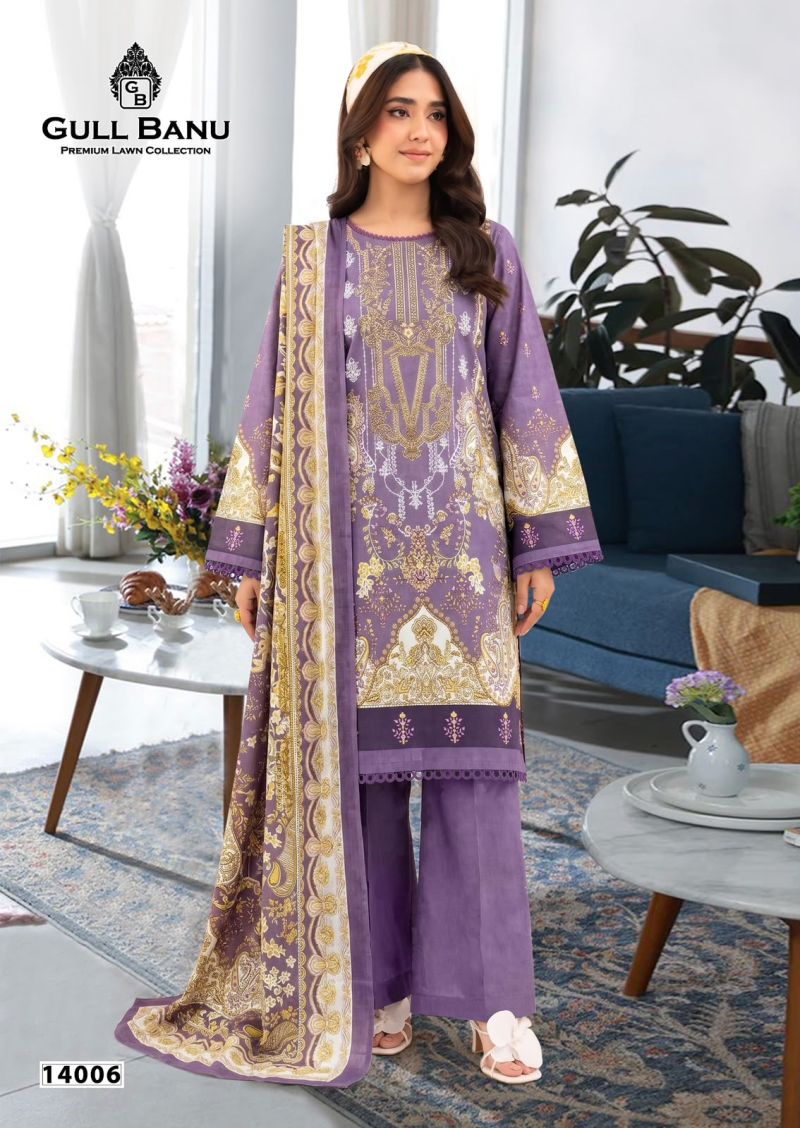 Gull A Ahmed Gull Banu Vol 14 Wholesale Cambric Cotton Karachi Dress Material Catalog