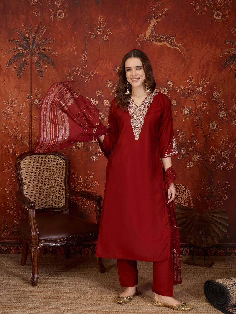 S Mahi 131 Wholesale Roman Handworked Kurti With Bottom Dupatta Collection