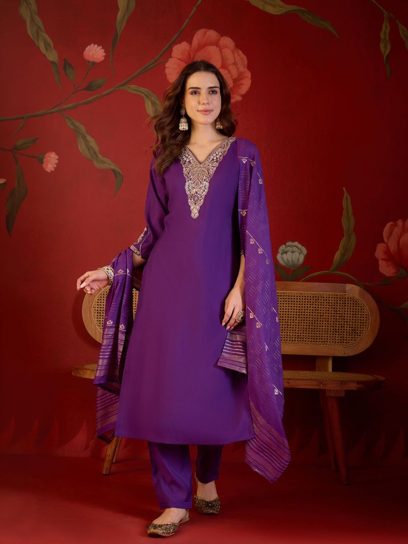 S Mahi 131 Wholesale Roman Handworked Kurti With Bottom Dupatta Collection — Wholesale Kurtis, Vardan Ethnic wholesale from Surat — Photo 2