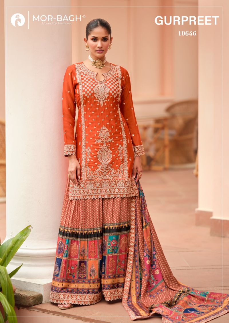 Aashirwad Mor Bagh Gurpreet Chinon Silk Designer Salwar Suit Catalog