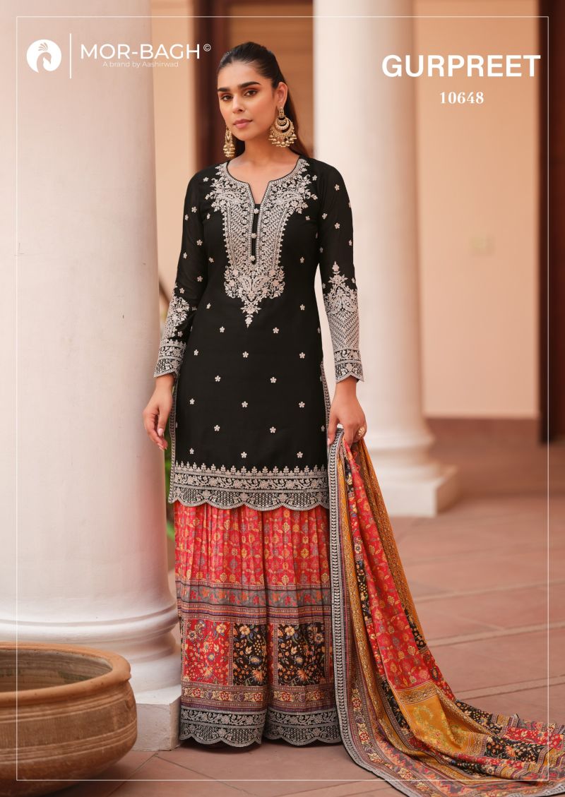 Aashirwad Mor Bagh Gurpreet Chinon Silk Designer Salwar Suit Catalog — Wholesale Dress Material, Aashirwad Creation wholesale from Surat — view 3