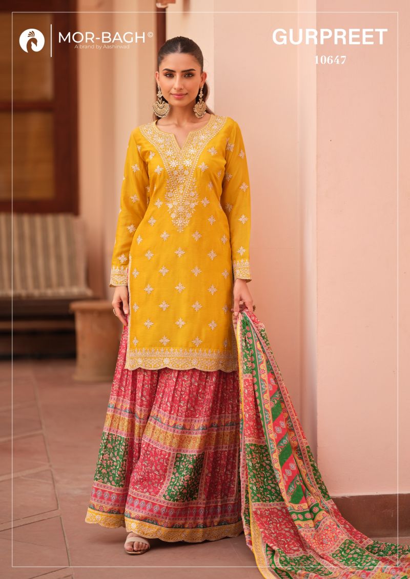 Aashirwad Mor Bagh Gurpreet Chinon Silk Designer Salwar Suit Catalog — Wholesale Dress Material, Aashirwad Creation wholesale from Surat — view 4